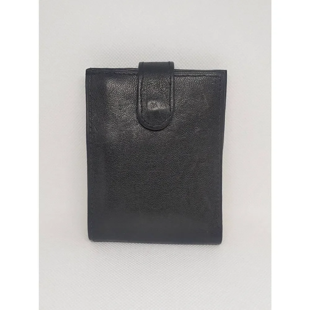 Unisex Handcrafted Genuine Leather Black Bifold W/ Snap Wallet